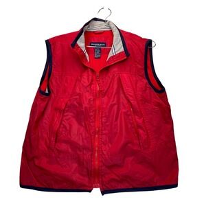 Montana Blues Vest Women L Red Zip Up Nautical Lightweight Outdoor Hiking Preppy